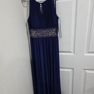 R&M Richards Royal Blue Maxi Dress with Silver Accents